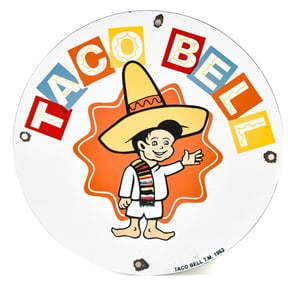 TACO BELL PORCELAIN SIGN DATED 1962