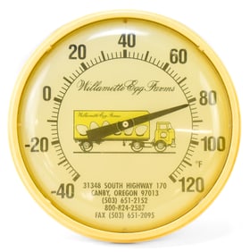 WILLAMETTE EGG FARMS, CANBY, OREGON WALL THERMOMETER