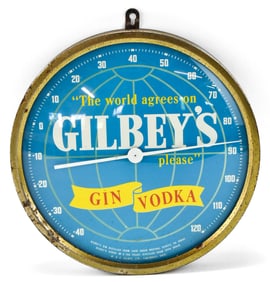 GILBEY'S GIN & VODKA ADVERTISING WALL THERMOMETER