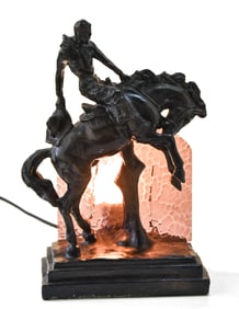 BRONC RIDER CHALKWARE RADIO LAMP