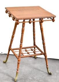 VICTORIAN OAK BALL AND STICK PARLOR TABLE