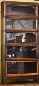 ANTIQUE HALE BARRISTER LAWYER'S FIVE SHELF STACKING BOOKCASE