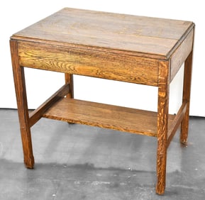 ANTIQUE TIGER OAK LIBRARY TABLE