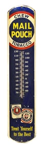 1950s MAIL POUCH TOBACCO WALL THERMOMETER