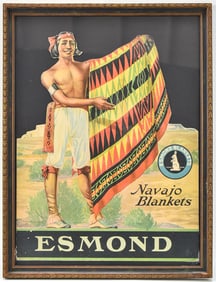ANTIQUE FRAMED ESMOND BLANKETS 'NAVAJO BLANKETS' ADVERTISEMENT
