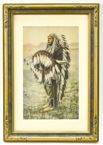 'CHIEF HIGH HORSE' MIXED MEDIA ART BY HANS P. LUETCKE