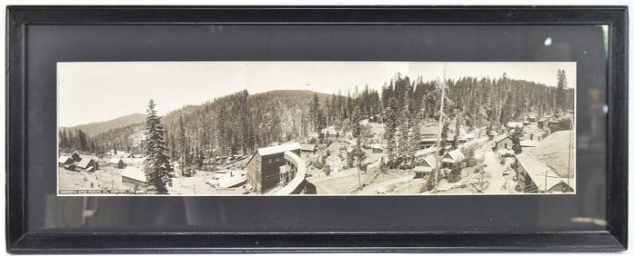 SUMPTER, OREGON COLUMBIA GOLD MINING CO. PANORAMIC FRAMED PHOTOGRAPH