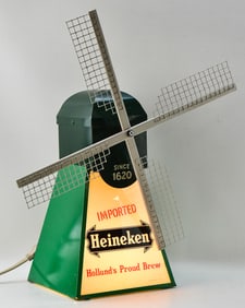 VINTAGE HEINEKEN BEER LIGHTED LITHO WINDMILL DISPLAY