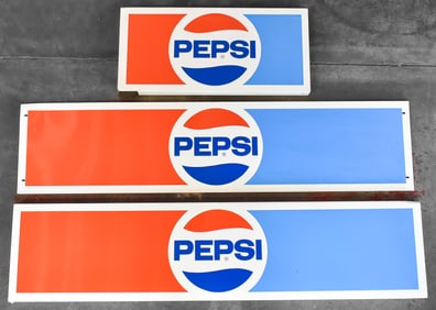 THREE METAL ENAMEL PEPSI SIGNS OR PANELS
