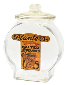 PLANTER'S PEANUT GLASS FISH BOWL STORE DISPLAY JAR