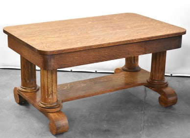 ANTIQUE TIGER OAK COFFEE TABLE
