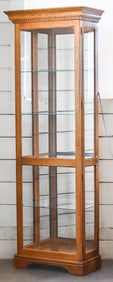 OAK & GLASS LIGHTED DISPLAY CASE