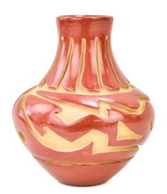 SIGNED DENISE CHAVARRIA (SANTA CLARA PUEBLO) REDWARE VASE