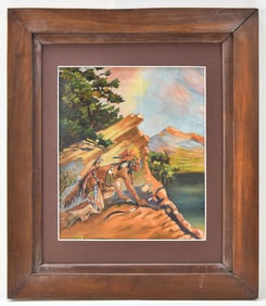 OIL PAINTING 'STALKING THE ELK' AFTER HERBERT HEGERT