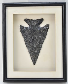 FRAMED LARGE CAST METAL ARROWHEAD