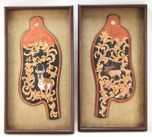 FRAMED CUSTOM TOOLED LEATHER CHAPS - WESTERN AMERICAN WILDLIFE