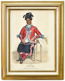 'TSHUSICK. AN OJIBWAY WOMAN' HAND-COLORED LITHOGRAPH