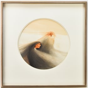 FRANK HOWELL 'TWO NATIVE AMERICANS' MIXED MEDIA