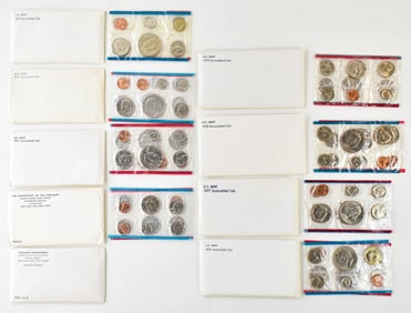 UNITED STATES MINT COIN SETS WITH ENVELOPES: 1971-1979
