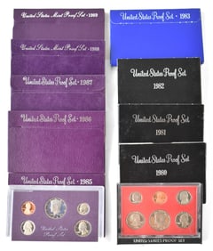 UNITED STATES MINT COIN SETS: 1980-1983 AND 1985-1989