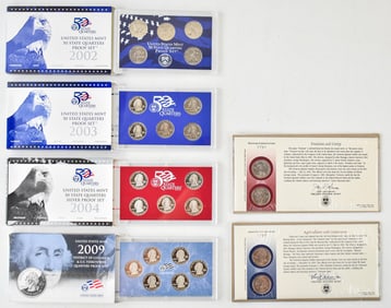 UNITED STATES MINT: 50 STATE QUARTER PROOF SETS AND 'FREEDOM AND UNITY' AND 'AGRICULTURE AND