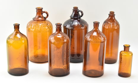 ASSORTED COLLECTION OF PYREX & CLOROX BROWN GLASS JUGS