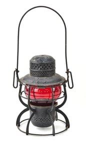 ANTIQUE B & ORR RED GLOBE RAILROAD LANTERN