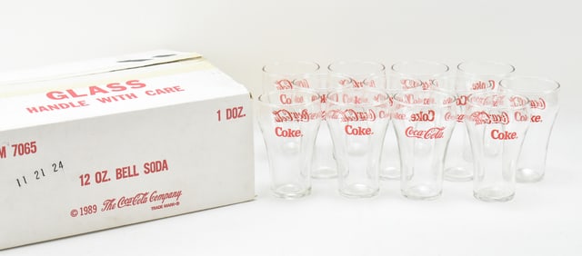 COCA-COLA NEW OLD STOCK BELL SODA GLASSES