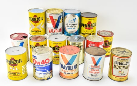 ASSORTED 1 QUART OIL CANS & ADVERTISING BANKS