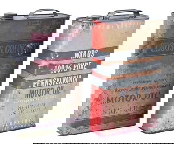 MONTGOMERY WARD & SEARS CROSS COUNTRY 5 QUART MOTOR OIL CANS