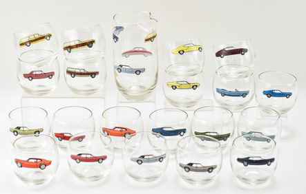 1960s FORD DEALERSHIP PROMO PITCHER & GLASSES