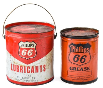 TWO PHILLIPS 66 GREASE CANS