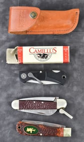 THREE VINTAGE CAMILLUS CUTLERY CO. FOLDING KNIVES