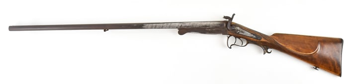 ANTIQUE BELGIAN OR AUSTRIAN SIDE-BY-SIDE DAMASCUS TWIST SHOTGUN