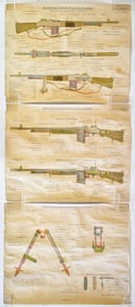 THREE U.S. ARMY BROWNING AUTOMATIC RIFLE M1918A1 SCHEMATIC PLATES