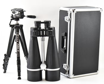 ZHUMELL SPORT OPTICS 25 X 100 ASTRONOMY BINOCULARS, TRAVEL CASE, STITZ TRIPOD