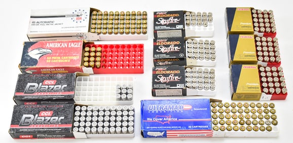 ASSORTED .45 ACP FMJ, JHP, & BRASS CASINGS