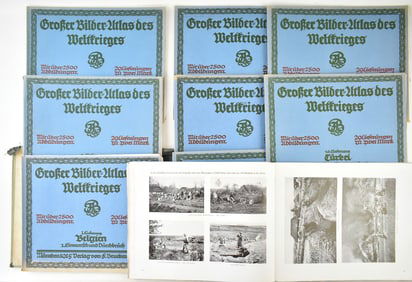 1916 GERMAN GREAT PICTURE ATLAS OF THE WORLD WAR VOLS. I & II