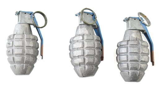 THREE MK. 2 'PINEAPPLE' TRAINING GRENADES