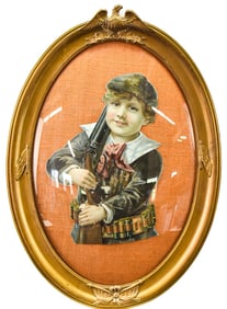 1890s UNION METALLIC CARTRIDGE CALENDAR FRAMED ADVERTISING