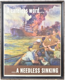 1942 ANTON OTTO FISCHER FRAMED POSTER 'A CARELESS WORD...A NEEDLESS SINKING' No. 211