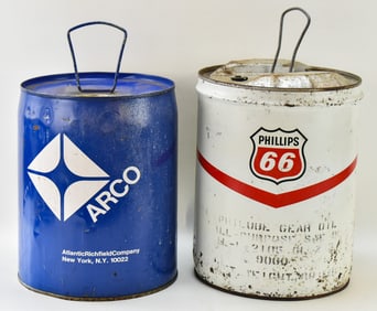ARCO & PHILLIPS 66 5 GALLON GEAR OIL CANS