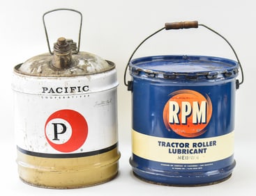 PACIFIC & STANDARD OIL RPM TRACTOR OIL 5 GALLON CANS