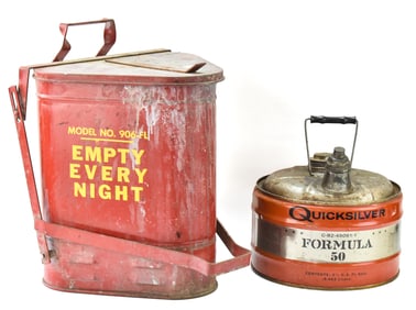 EAGLE MODEL 906-L OIL RAG CAN & QUICKSILVER ENGINE LUBRICANT CAN