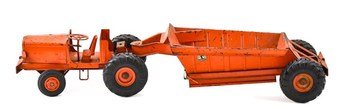 1950S DIE-CAST DOEPKE EUCLID EARTHMOVER TOY TRACTOR & TRAILER