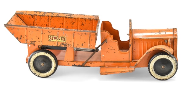 STRUCTO PRESSED STEEL ORANGE DUMP TRUNK TOY