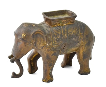 A.C. WILLIAMS CAST IRON ELEPHANT STILL PENNY BANK