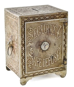 LATE 19TH CENTURY SECURITY SAFE DEPOSIT COIN BANK