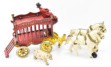 KENTON HARDWARE OVERLAND CIRCUS CAST IRON POLAR BEAR WAGON