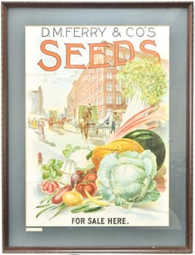 D.M. FERRY 'SEEDS FOR SALE HERE' FRAMED LITHOGRAPH